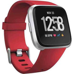 For Fitbit Versa 2 / Versa / Versa Lite xDfind Flat Holes Solid Color Silicone Watch Band, Size:L(Red)
