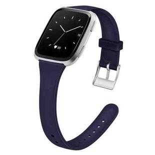 For Fitbit Versa 2 / Versa / Versa Lite xDfind Silver Buckle Slim Solid Color Silicone Watch Band, Size:S(Navy Blue)