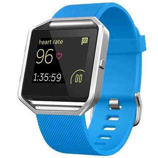 For Fitbit Blaze xDfind Steel Buckle Diagonal Texture Solid Color Silicone Watch Band, Size:S(Sky Blue)