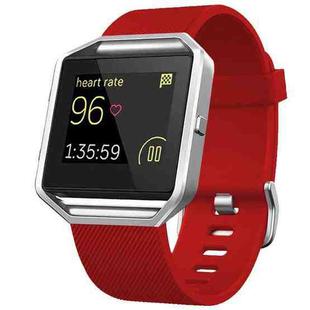For Fitbit Blaze xDfind Steel Buckle Diagonal Texture Solid Color Silicone Watch Band, Size:L(Red)