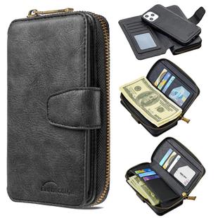 For iPhone 12 Pro Max Detachable Multifunctional Horizontal Flip Leather Case with Card Slots & Zipper Wallet & Photo Frame(Black)