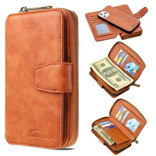 For iPhone 12 Pro Max Detachable Multifunctional Horizontal Flip Leather Case with Card Slots & Zipper Wallet & Photo Frame(Brown)