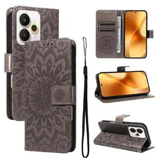 For Realme 15 5G Embossed Sunflower Pattern Flip Leather Phone Case(Grey)