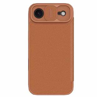 For iPhone Air NILLKIN QIN Series Pro Sliding Camera Cover Design Leather Phone Case(Brown)