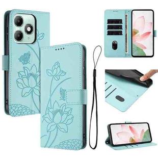 For itel A90 4G Lotus Embossed Leather Phone Case with Lanyard(Green)