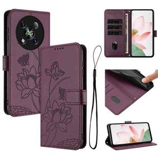For itel RS4 Lotus Embossed Leather Phone Case with Lanyard(Wine Red)