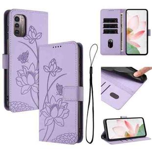For Nokia G11 / G21 Lotus Embossed Leather Phone Case with Lanyard(Purple)