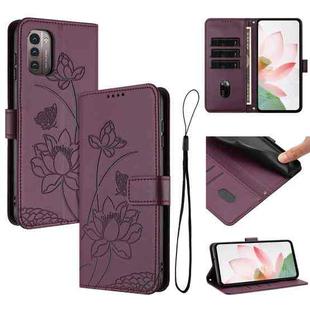 For Nokia G11 / G21 Lotus Embossed Leather Phone Case with Lanyard(Wine Red)