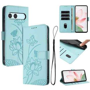 For Sony Xperia 10 VII Lotus Embossed Leather Phone Case with Lanyard(Green)