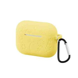 For AirPods Pro 3 2.0mm Butterfly Pattern Silicone Earphone Case with Hook(Lemon Yellow)