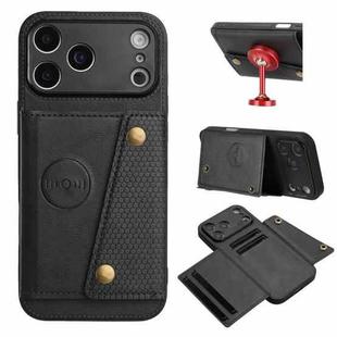 For iPhone 17 Pro Max Double Buckle Card Slots Magnetic Phone Case(Black)