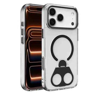 For iPhone 17 Pro High Transparent MagSafe TPU Phone Case with 360 Degrees Rotating Ring Holder(Black)