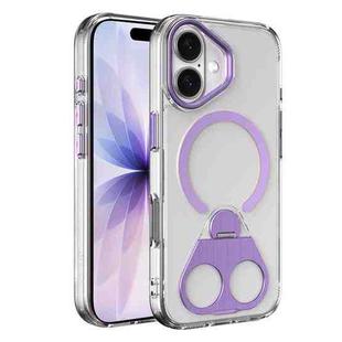 For iPhone 17 High Transparent MagSafe TPU Phone Case with 360 Degrees Rotating Ring Holder(Purple)