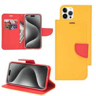 For iPhone 15 Pro Mercury Contrast Color Splicing Leather Phone Case(Yellow)