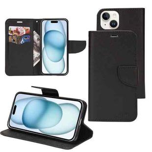 For iPhone 15 Plus Mercury Contrast Color Splicing Leather Phone Case(Black)