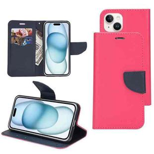 For iPhone 15 Mercury Contrast Color Splicing Leather Phone Case(Rose Red)