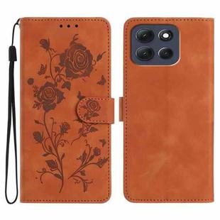 For Motorola Moto G86 Power Rose Flower Embossing Pattern Leather Phone Case(Brown)