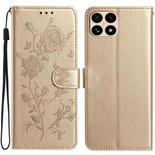 For Redmi 15T 5G Rose Flower Embossing Pattern Leather Phone Case(Gold)