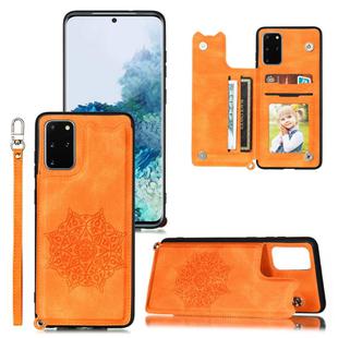 For Samsung Galaxy Note20 Mandala Embossed PU + TPU Case with Holder & Card Slots & Photo Frame & Hand Strap(Yellow)