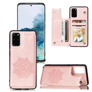For Samsung Galaxy Note20 Ultra Mandala Embossed PU + TPU Case with Holder & Card Slots & Photo Frame & Hand Strap(Rose Gold)