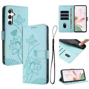 For Samsung Galaxy A36 5G Lotus Embossed Leather Phone Case with Lanyard(Green)