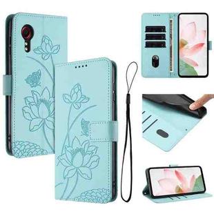 For Samsung Galaxy Xcover 7 Lotus Embossed Leather Phone Case with Lanyard(Green)