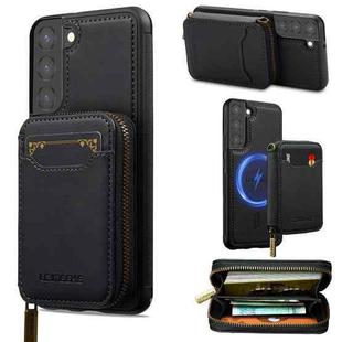 For Samsung Galaxy S22+ 5G LC.IMEEKE L6 Series Zipper Card Bag MagSafe Magnetic Phone Case(Black)