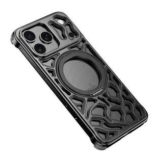 For iPhone 17 Pro Yunyan Series Alloy Rotating Holder MagSafe Half Frame Phone Case(Black)