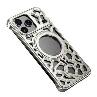 For iPhone 17 Pro Yunyan Series Alloy Rotating Holder MagSafe Half Frame Phone Case(Silver)