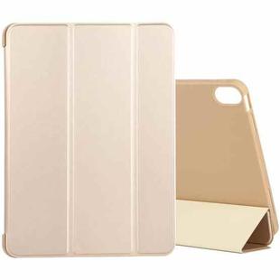 For iPad Air 2022 / 2020 10.9 Silicone 3-Folding Full Coverage Leather Case(Gold)