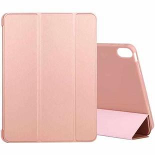 For iPad Air 2022 / 2020 10.9 Silicone 3-Folding Full Coverage Leather Case(Rose Gold)