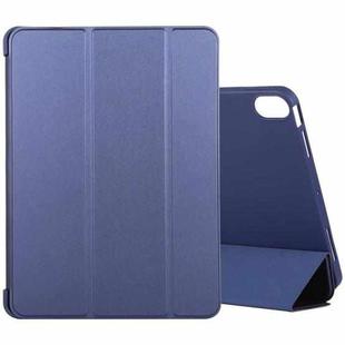 For iPad Air 2022 / 2020 10.9 Silicone 3-Folding Full Coverage Leather Case(Dark Blue)