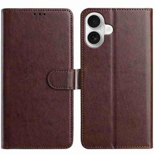 For iPhone 16 Plus Lambskin 8-card Slot Leather Phone Case(Brown)