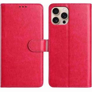 For iPhone 15 Pro Lambskin 8-card Slot Leather Phone Case(Rose Red)