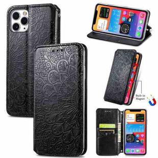 For iPhone 11 Pro Blooming Mandala Embossed Pattern Magnetic Horizontal Flip Leather Case with Holder & Card Slots & Wallet(Black)