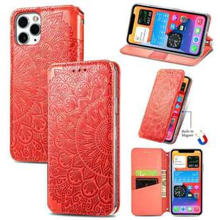For iPhone 11 Pro Max Blooming Mandala Embossed Pattern Magnetic Horizontal Flip Leather Case with Holder & Card Slots & Wallet(Orange)