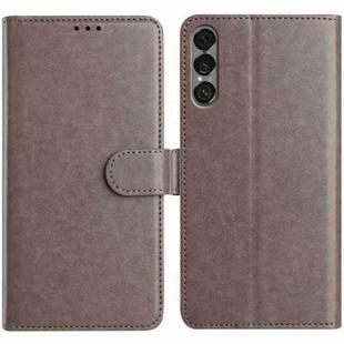 For Sony Xperia 1 VII Lambskin 8-card Slot Leather Phone Case(Grey)