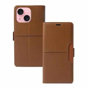 For iPhone 15 Magnetic Buckle Card Slot Leather Phone Case(Brown)