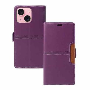 For iPhone 15 Plus Magnetic Buckle Card Slot Leather Phone Case(Purple)