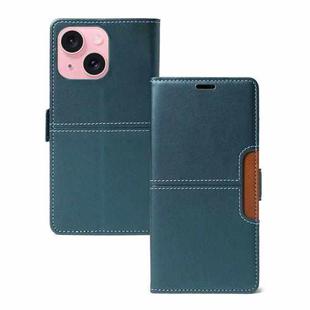 For iPhone 15 Plus Magnetic Buckle Card Slot Leather Phone Case(Cyan)