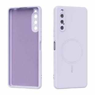 For Sony Xperia 10 V ABEEL Skin-friendly Feel Magsafe Liquid Silicone Phone Case(Lilac Purple)