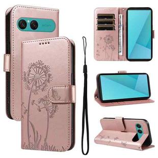 For Sony Xperia 10 VII Dandelion Embossed Pattern Flip Leather Phone Case(Rose Gold)