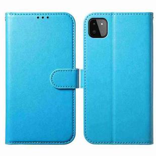 For Samsung Galaxy A22 5G Lambskin 8-card Slot Leather Phone Case(Light Blue)