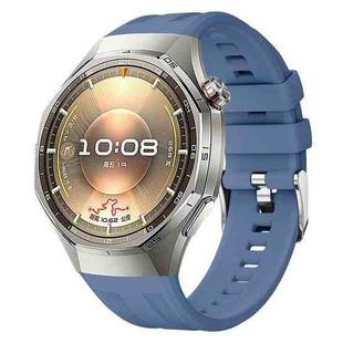 For Huawei Watch GT 6 Pro Silver Steel Buckle Solid Color Silicone Watch Band(Topaz Blue)