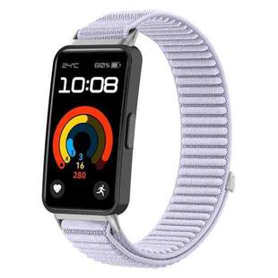 For Huawei Band 10 / 9 / 8 xDfind Woven Nylon Hook And Loop Fastener Metal Interface Watch Band(Light Purple)