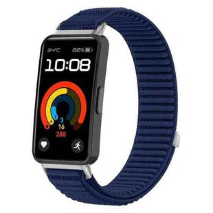 For Huawei Band 10 / 9 / 8 xDfind Woven Nylon Hook And Loop Fastener Metal Interface Watch Band(Navy Blue)