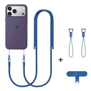 XDCASE 7mm Polyester Rope Double Buckle Adjustable Crossbody Mobile Phone Lanyard(Sapphire Blue)