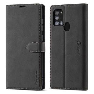 For Samsung Galaxy A21s Forwenw F1 Series Matte Strong Magnetism Horizontal Flip Leather Case with Holder & Card Slots & Wallet & Photo Frame(Black)