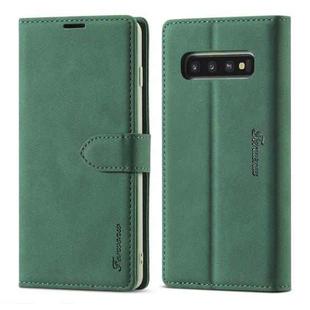 For Samsung Galaxy S10+ Forwenw F1 Series Matte Strong Magnetism Horizontal Flip Leather Case with Holder & Card Slots & Wallet & Photo Frame(Green)