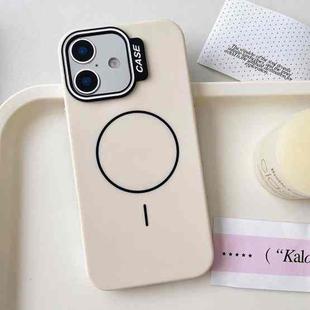 For iPhone 16 Large Hole Solid Color Frame CESA Fine Ring Magsafe Phone Case(White)